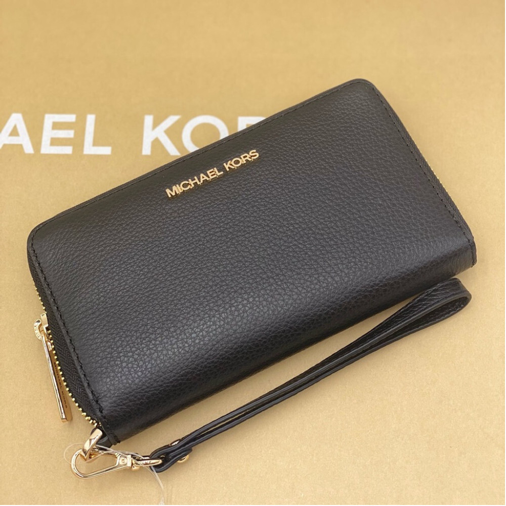 Michael Kors Jet Set Travel Wallet Phone Case Wristlet Black - Picture 8 of 10